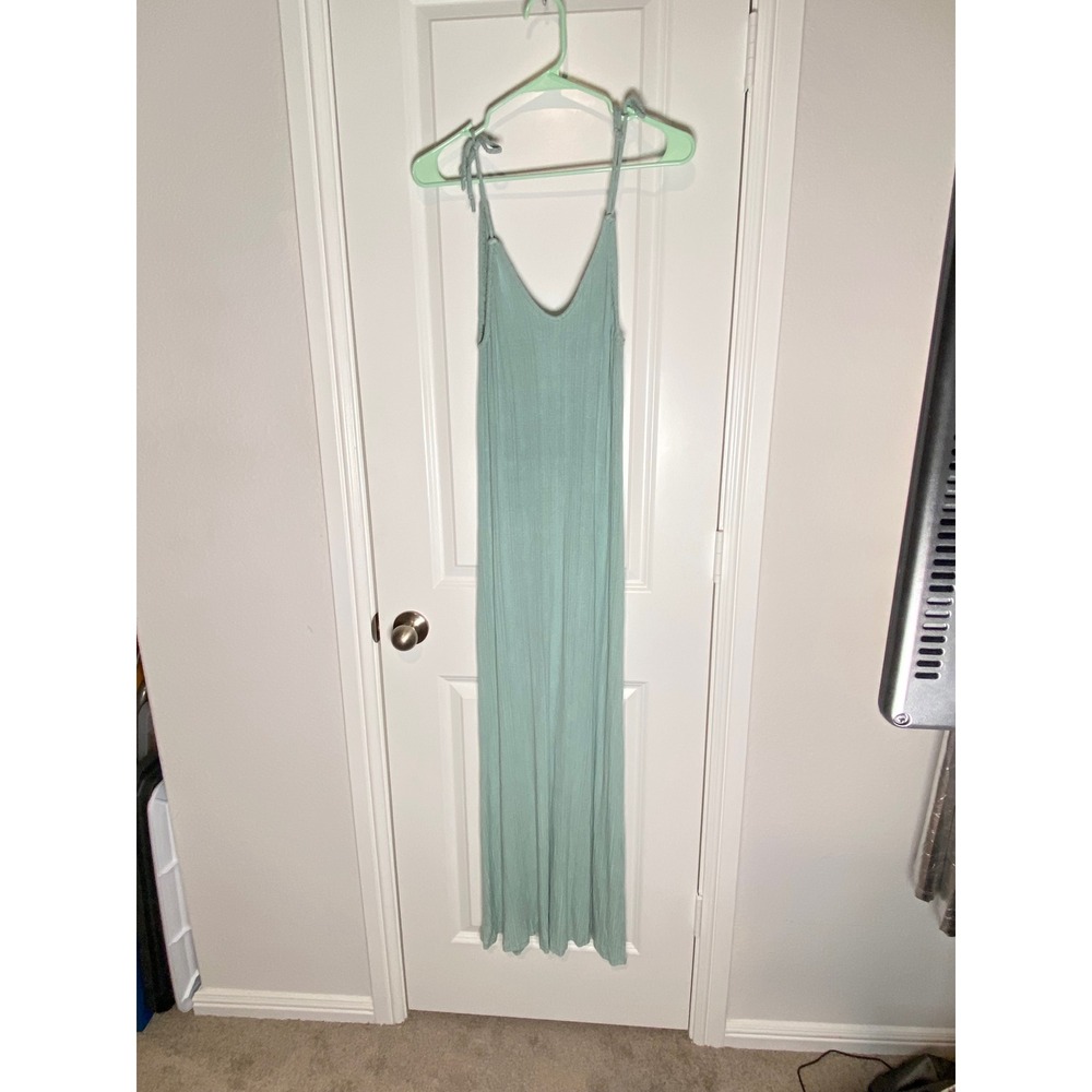 Rolla Coster Green Maxi Dress Tie Strap V Neck Casual Summer Dress